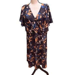 Elegance Womens All Curves lined Dress Cross Body Floral, Empire Waist Size 2X